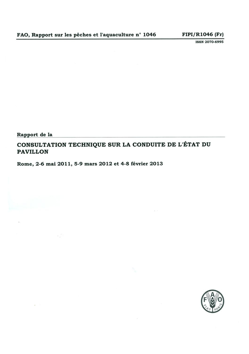 Rapport de la consultation technique sur la conduit de l'?tat du pavillon: Rome, 2-6 mai 2011, 5-9 mars 2012 et 4-8 f?vrier 2013