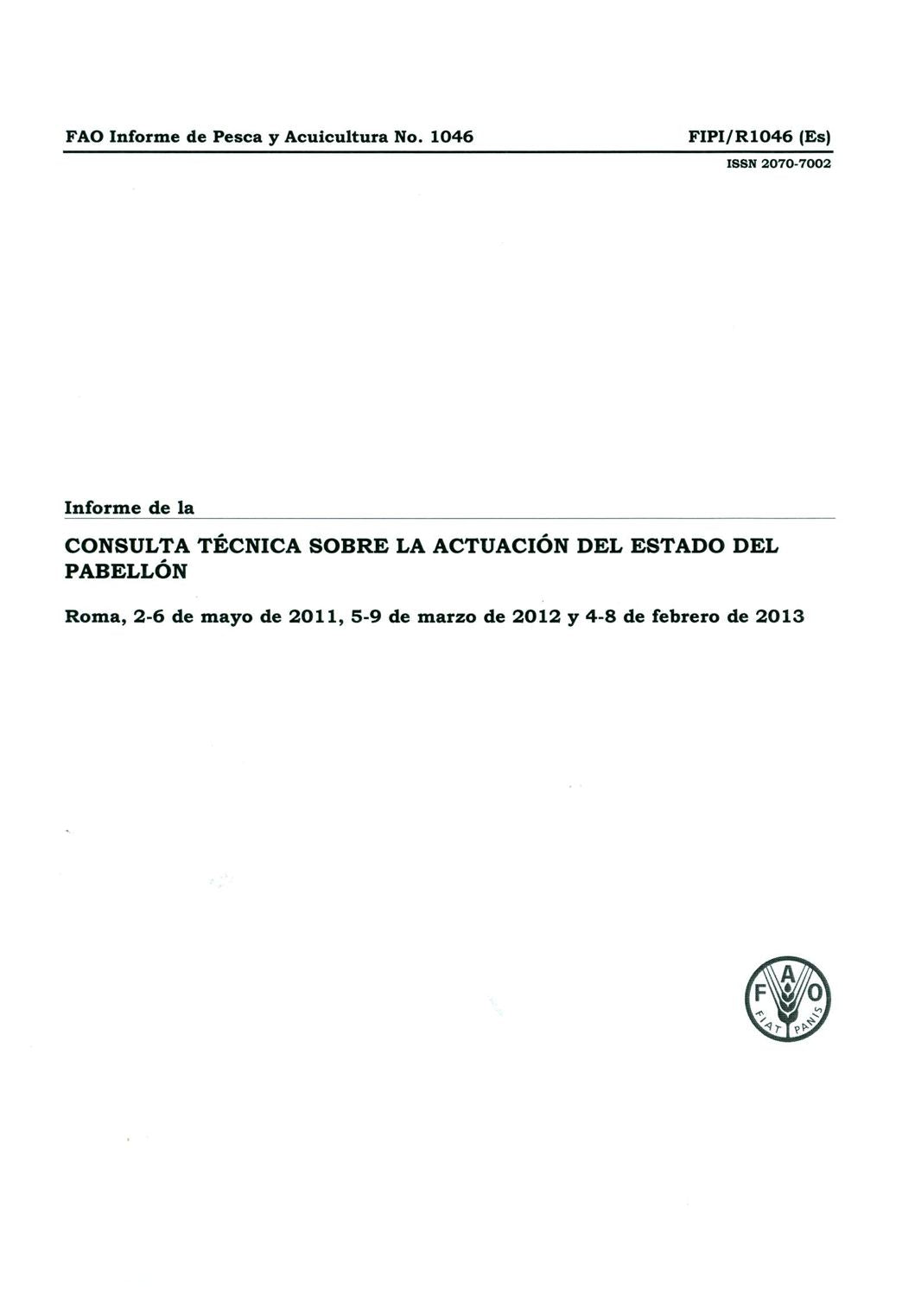 Informe de la consulta t?cnica sobre la actuaci?n del estado del pabell?n: Roma, 2-6 de mayo de 2011, 5-9 de marzo de 2012 y 4-8 de febrero de 2013
