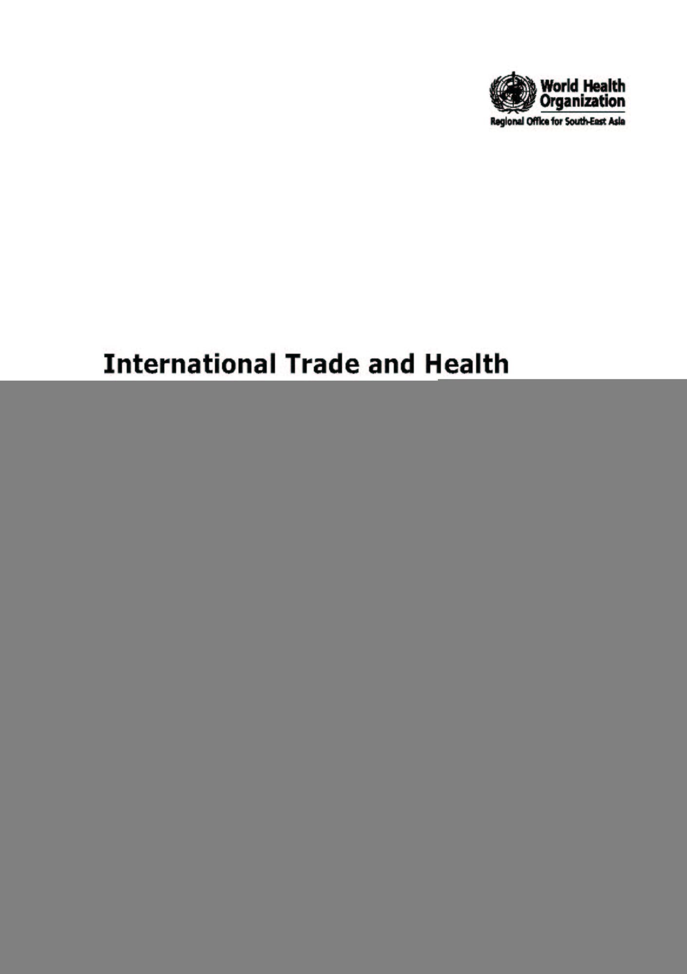 International Trade and Health: A Reference Guide