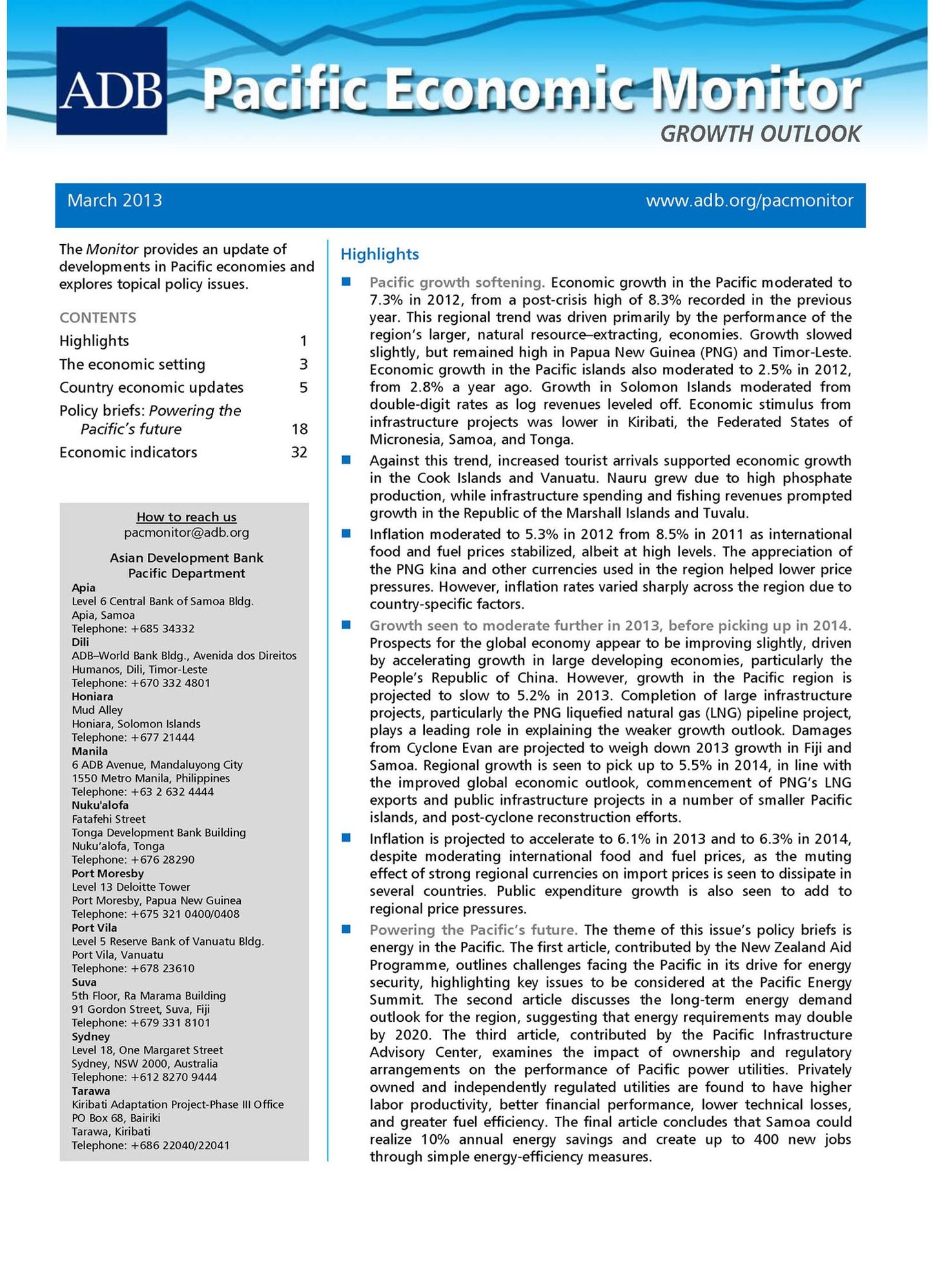 Pacific Economic Monitor: March 2013