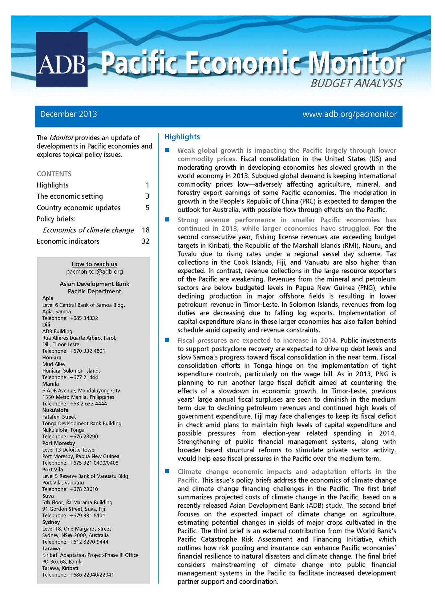 Pacific Economic Monitor: December 2013
