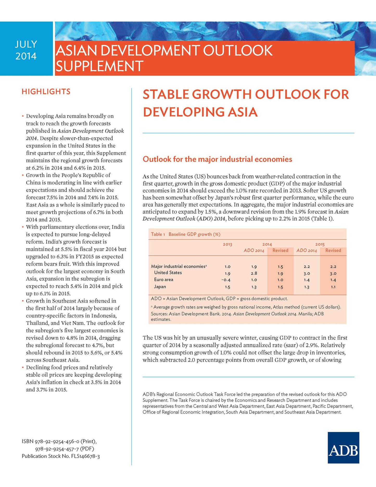 Asian Development Outlook Supplement: July 2014