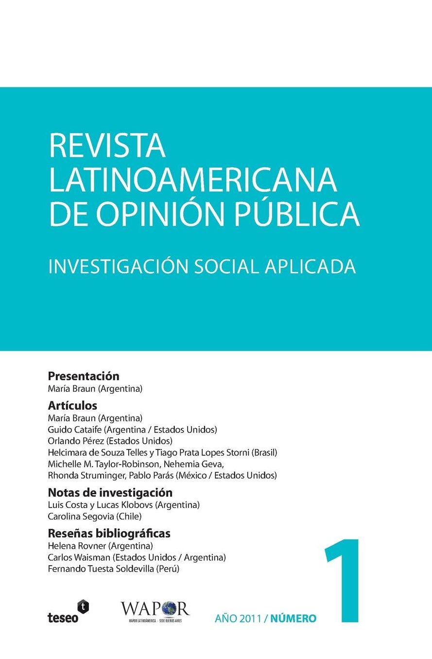 Revista Latinoamericana de Opinión Pública n°1: Investigación Social Aplicada