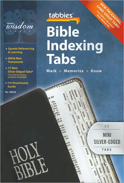 Bible Indexing Tabs: Clear Tab W/Silver Center Strip & Black Lettering