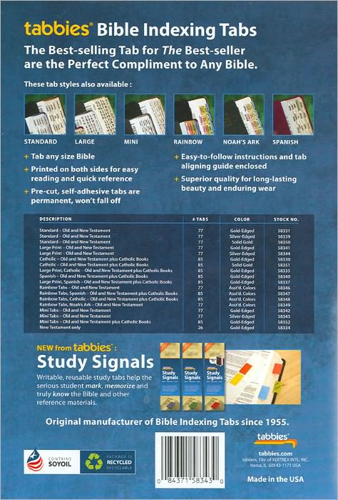 Bible Indexing Tabs: Clear Tab W/Silver Center Strip & Black Lettering