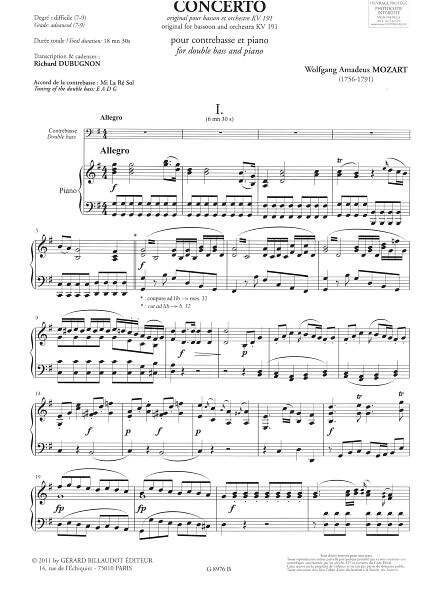 Concerto KV 191 (for Contrabass)