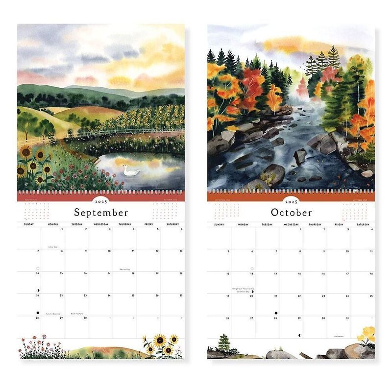 2025 Quiet Earth Watercolor Landscapes Wall Calendar