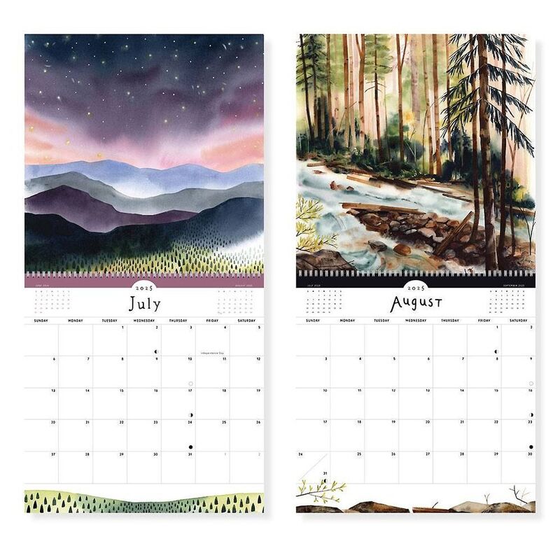2025 Quiet Earth Watercolor Landscapes Wall Calendar