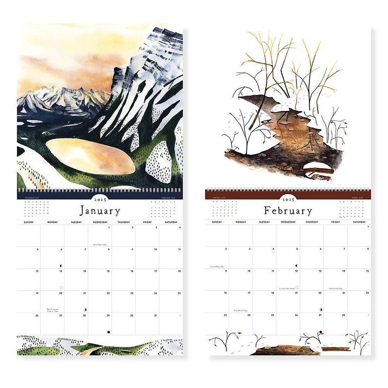2025 Quiet Earth Watercolor Landscapes Wall Calendar