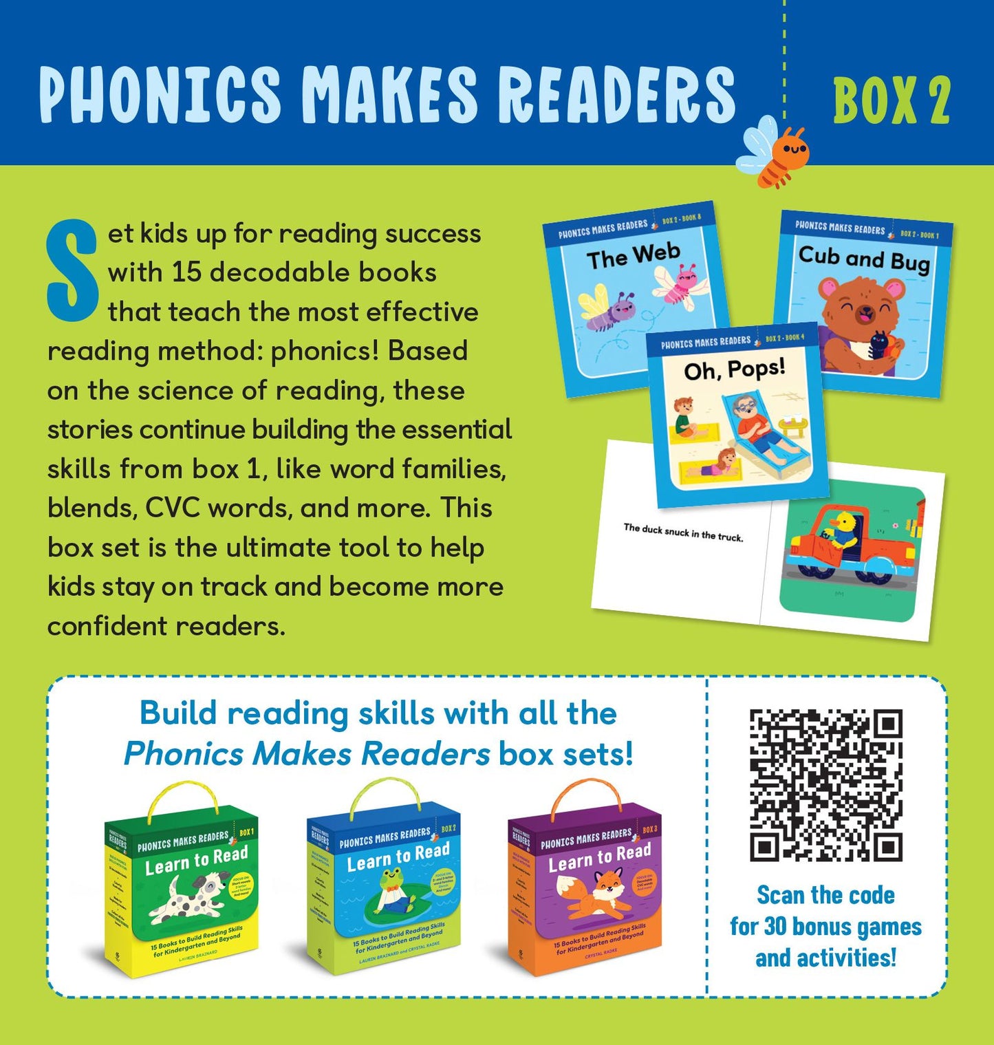 Phonics Makes Readers: Learn to Read Box 2: 15 Books to Build Reading Skills for Kindergarten and Beyond