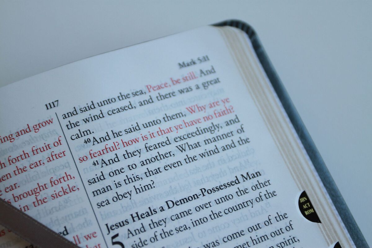 KJV Holy Bible, Large Print Medium format, Gray Faux Leather with Ribbon Marker, Red Letter, thumb Index