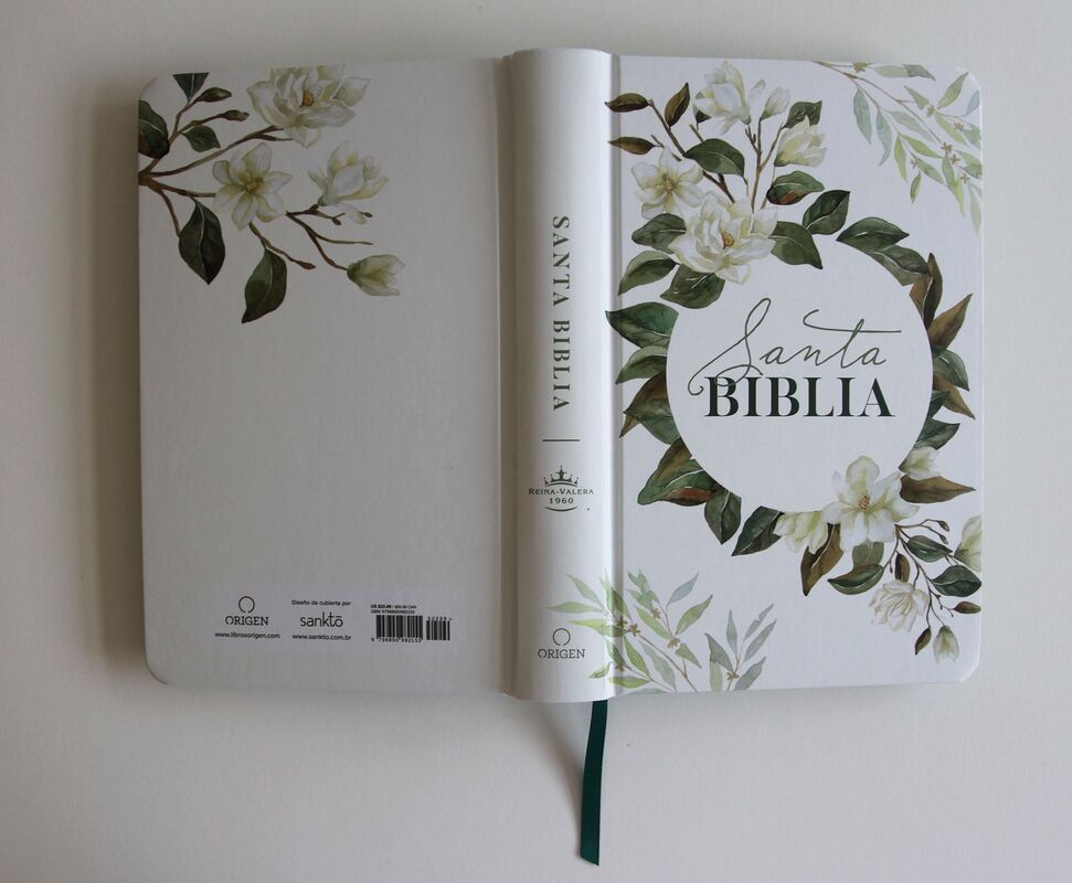 RVR1960 Tapa Dura Tamaño Manual Flores Blanco Y Verde Nombres De Dios / Women floral on time for mother's day